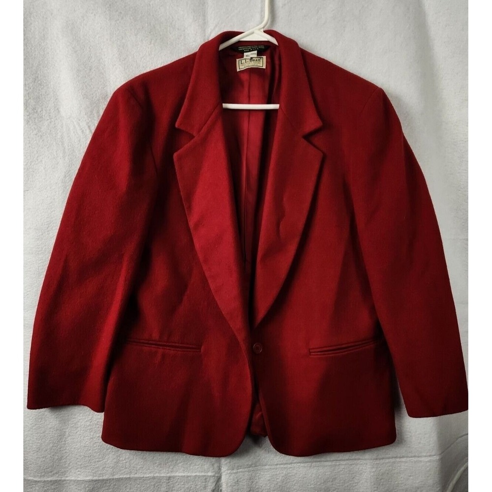 Ll Bean Womens Jacket Blazer Size 10 P Wool Cashmere Red